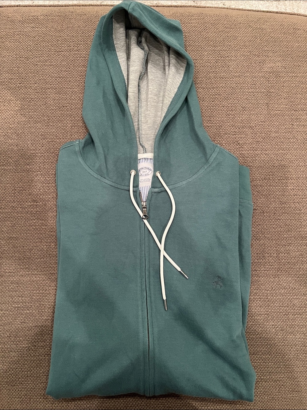 Brooks Brothers Teal Green Zip Hoodie Vest